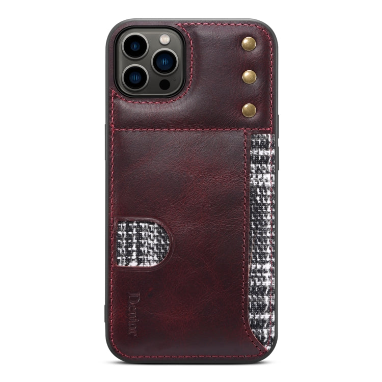 For iPhone 13 Pro Denior Oil Wax Cowhide Card Slot Phone Case