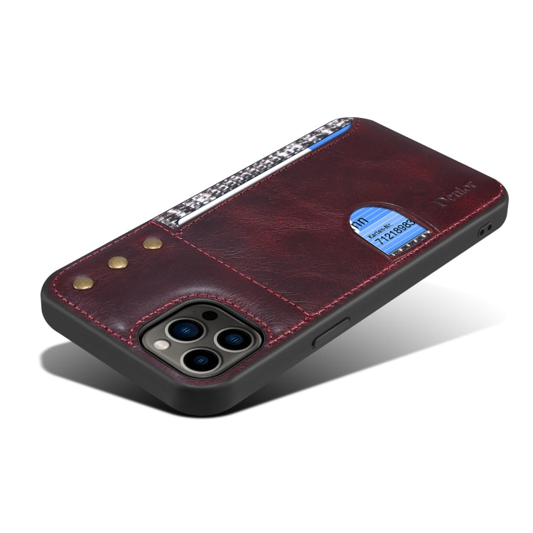 For iPhone 13 Pro Denior Oil Wax Cowhide Card Slot Phone Case
