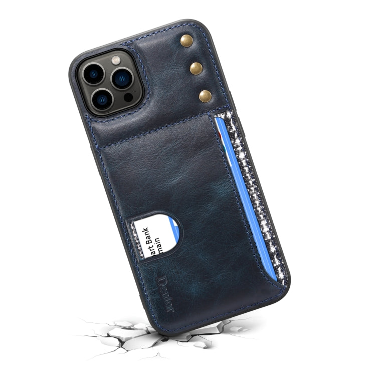 For iPhone 13 Pro Denior Oil Wax Cowhide Card Slot Phone Case