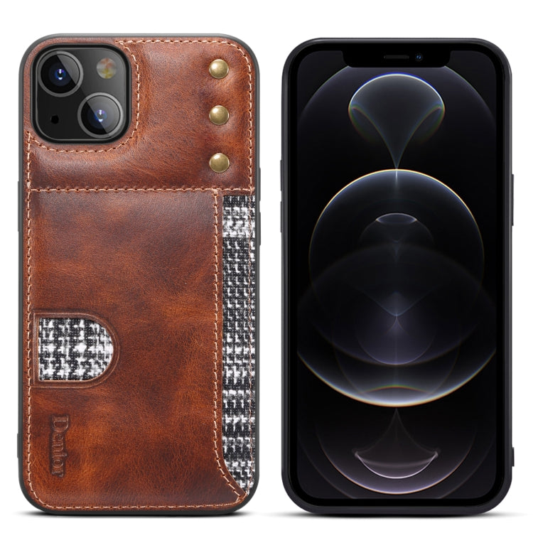 For iPhone 13 Denior Oil Wax Cowhide Card Slot Phone Case