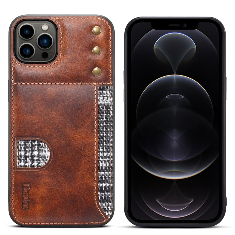 For iPhone 12 Pro Max Denior Oil Wax Cowhide Card Slot Phone Case
