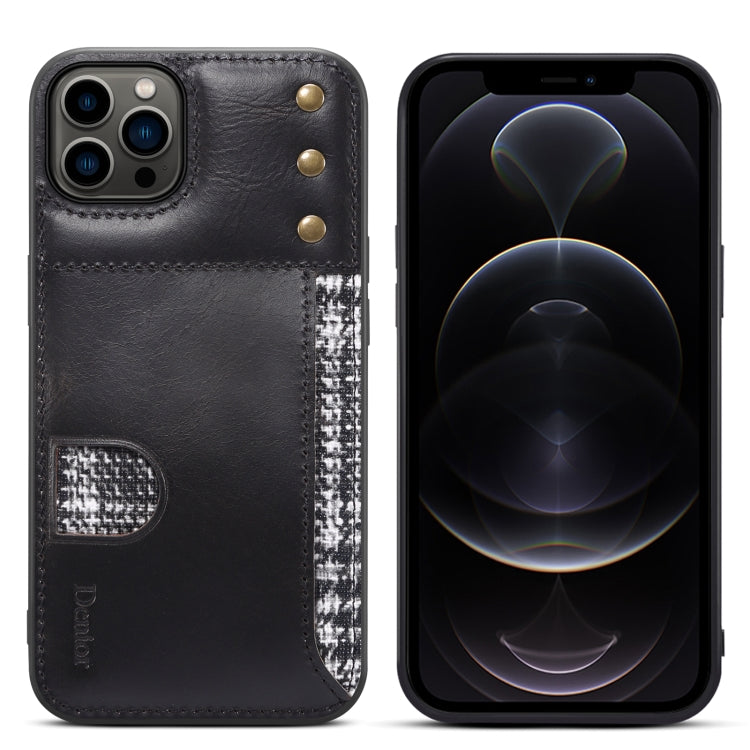 For iPhone 12 Pro Max Denior Oil Wax Cowhide Card Slot Phone Case