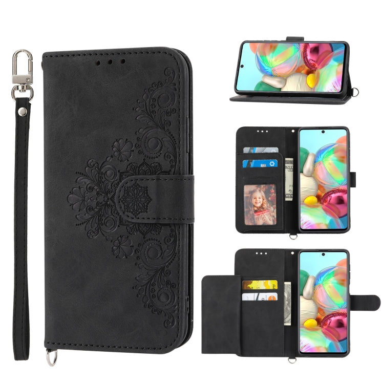 For Nothing Phone 1 Skin-feel Flowers Embossed Wallet Leather Phone Case