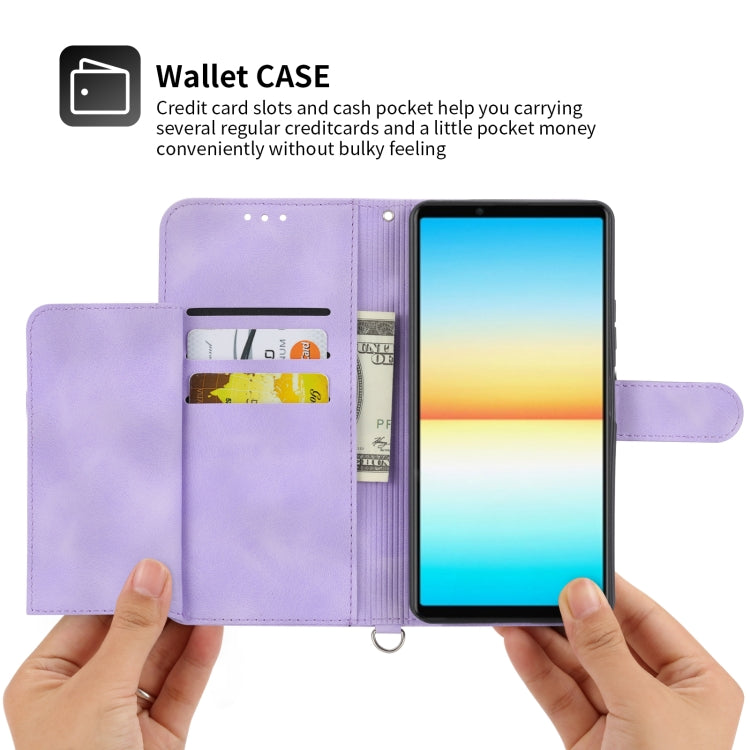 For Sony Xperia 5 IV Skin-feel Flowers Embossed Wallet Leather Phone Case