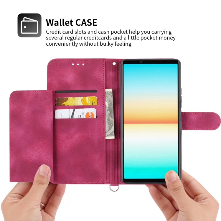 For Sony Xperia 5 IV Skin-feel Flowers Embossed Wallet Leather Phone Case