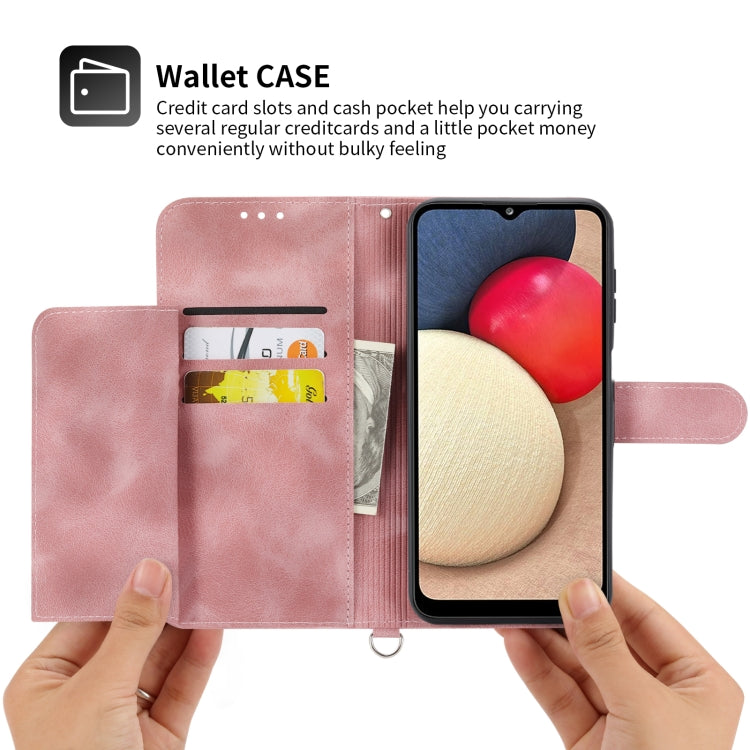 For Sharp Simple Sumaho 5 Skin-feel Flowers Embossed Wallet Leather Phone Case
