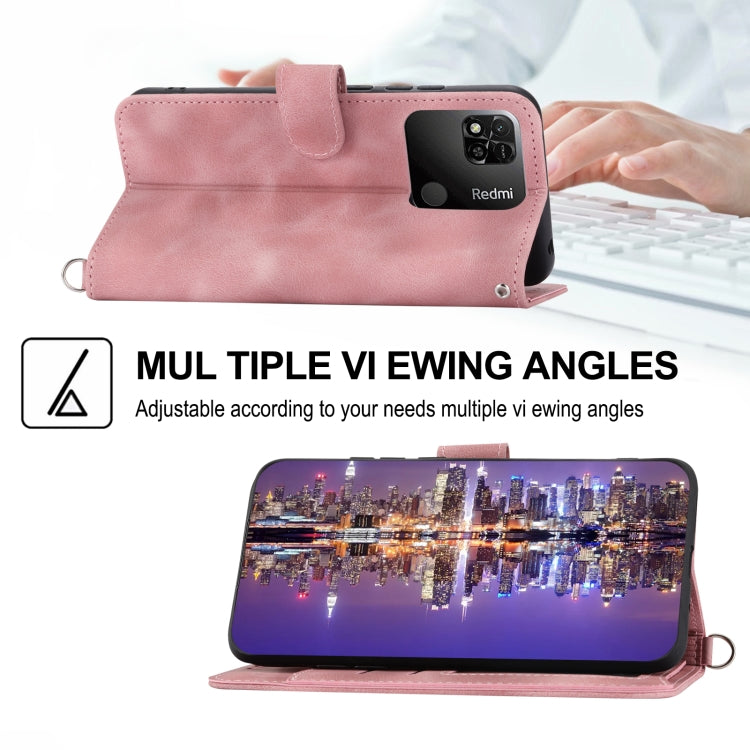 For Xiaomi Redmi 10A Skin-feel Flowers Embossed Wallet Leather Phone Case