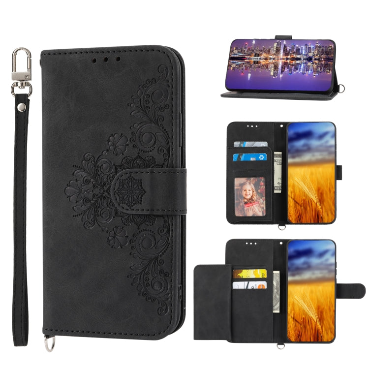 For Samsung Galaxy S23 5G Skin-feel Flowers Embossed Wallet Leather Phone Case