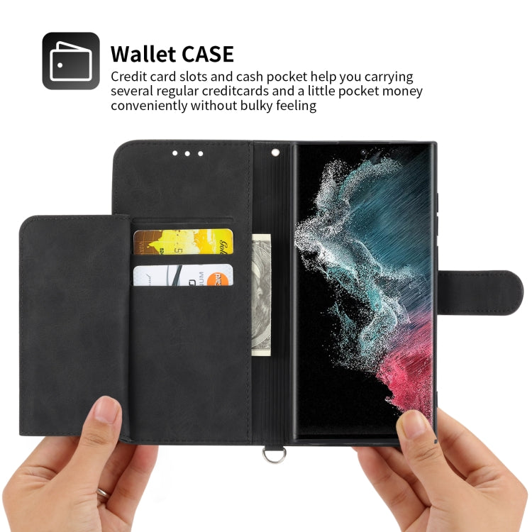 For Samsung Galaxy S23 Ultra 5G Skin-feel Flowers Embossed Wallet Leather Phone Case