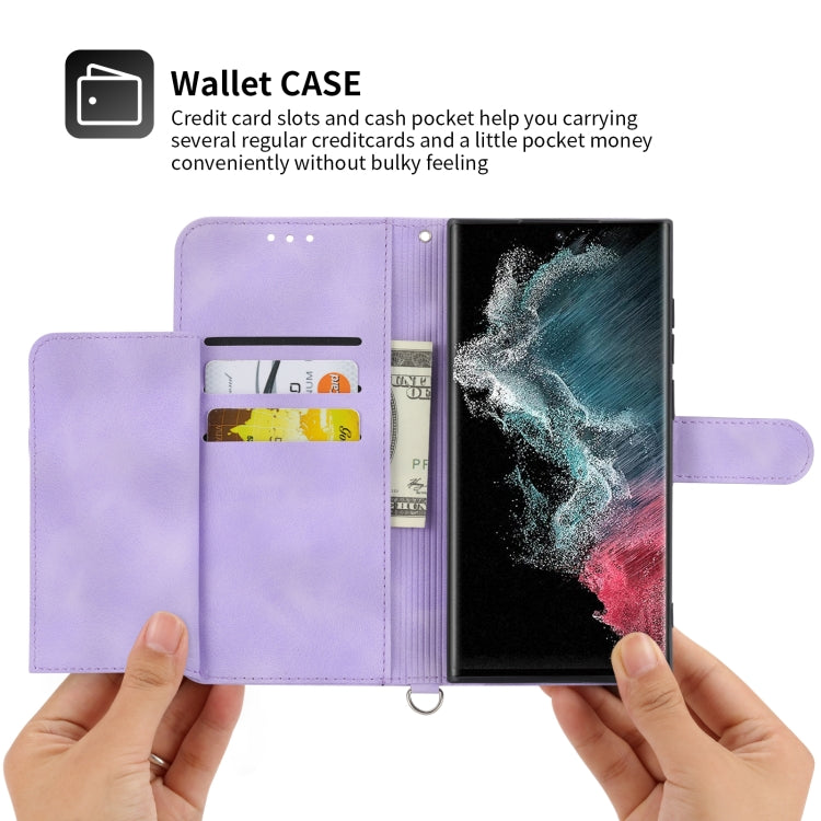 For Samsung Galaxy S23 Ultra 5G Skin-feel Flowers Embossed Wallet Leather Phone Case