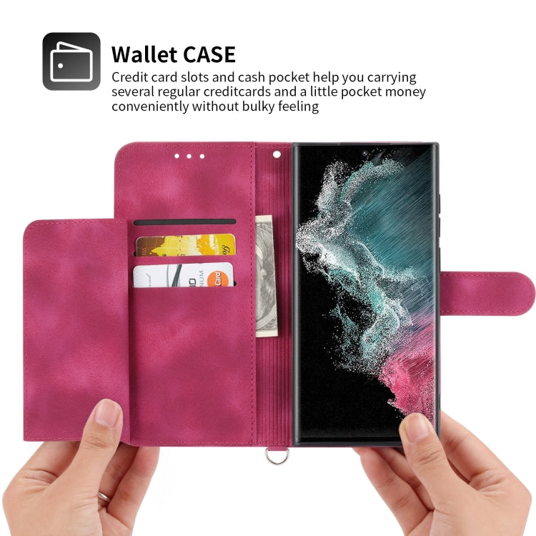 For Samsung Galaxy S23 Ultra 5G Skin-feel Flowers Embossed Wallet Leather Phone Case