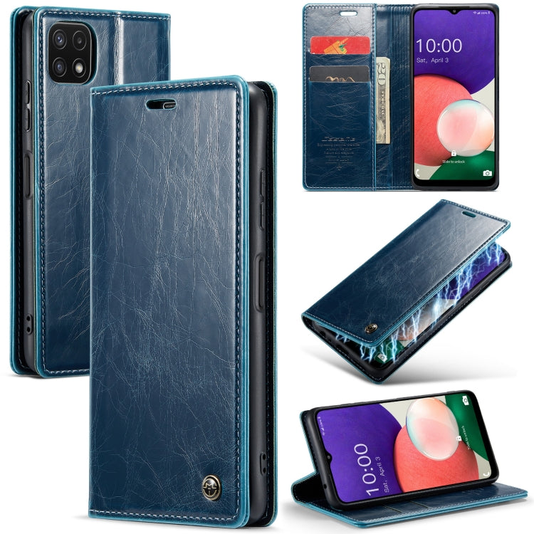 For Samsung Galaxy A22 5G / F42 5G CaseMe 003 Crazy Horse Texture Leather Phone Case