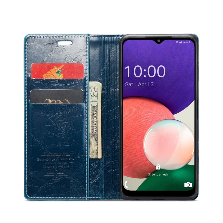 For Samsung Galaxy A22 5G / F42 5G CaseMe 003 Crazy Horse Texture Leather Phone Case