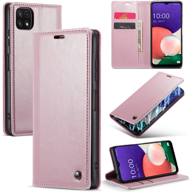 For Samsung Galaxy A22 5G / F42 5G CaseMe 003 Crazy Horse Texture Leather Phone Case