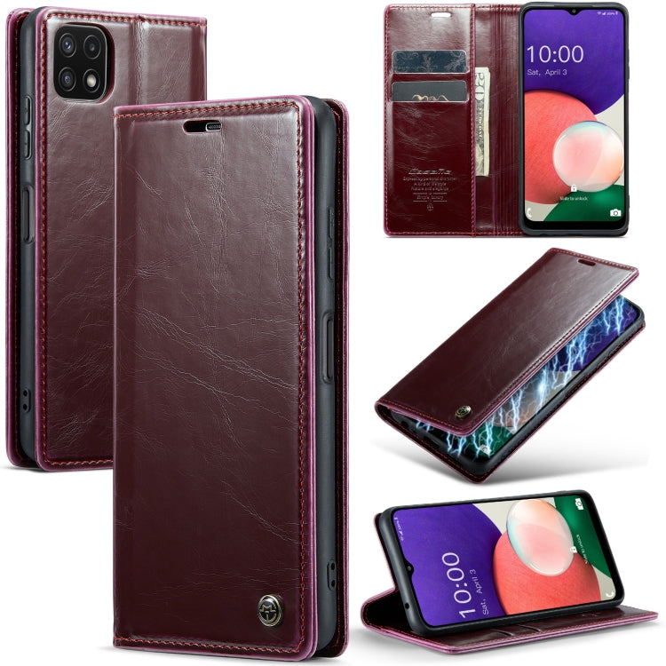For Samsung Galaxy A22 5G / F42 5G CaseMe 003 Crazy Horse Texture Leather Phone Case