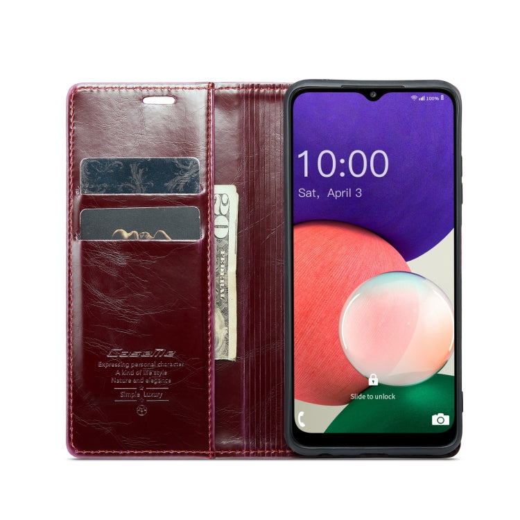 For Samsung Galaxy A22 5G / F42 5G CaseMe 003 Crazy Horse Texture Leather Phone Case