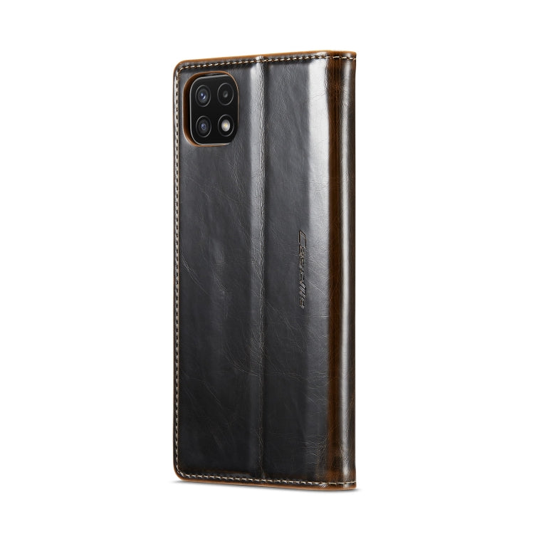 For Samsung Galaxy A22 5G / F42 5G CaseMe 003 Crazy Horse Texture Leather Phone Case