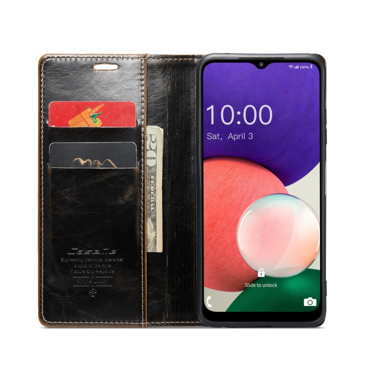 For Samsung Galaxy A22 5G / F42 5G CaseMe 003 Crazy Horse Texture Leather Phone Case