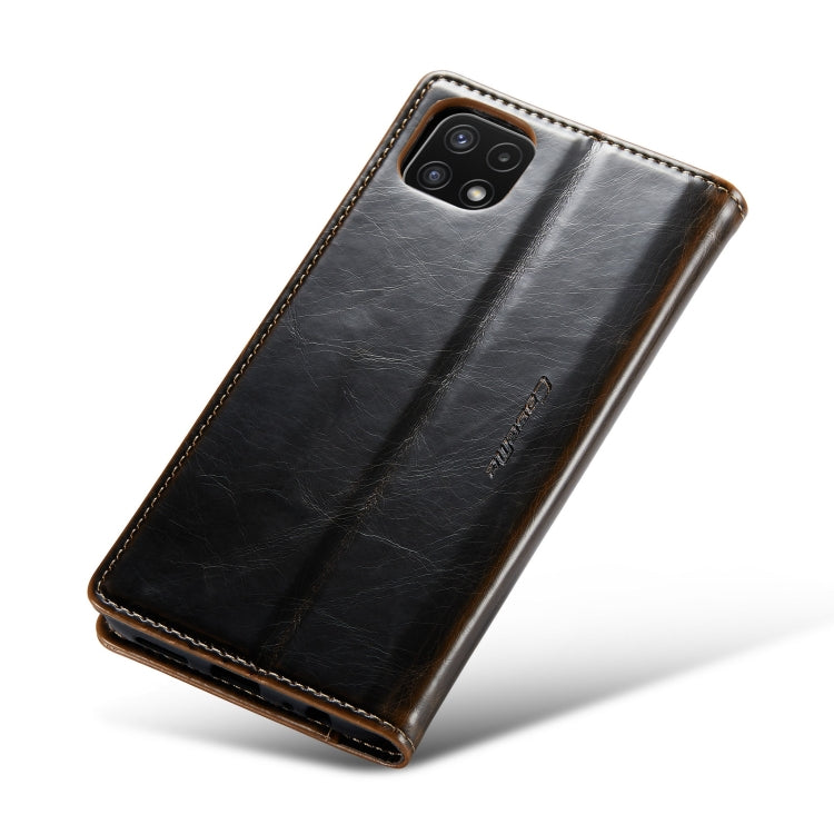 For Samsung Galaxy A22 5G / F42 5G CaseMe 003 Crazy Horse Texture Leather Phone Case