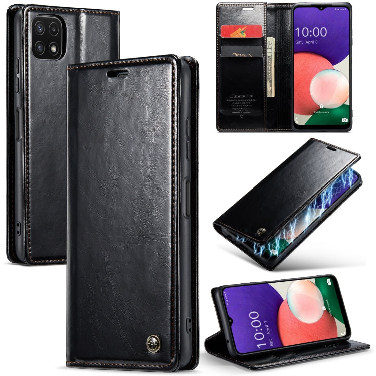 For Samsung Galaxy A22 5G / F42 5G CaseMe 003 Crazy Horse Texture Leather Phone Case