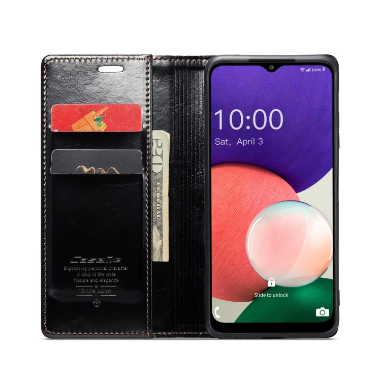 For Samsung Galaxy A22 5G / F42 5G CaseMe 003 Crazy Horse Texture Leather Phone Case
