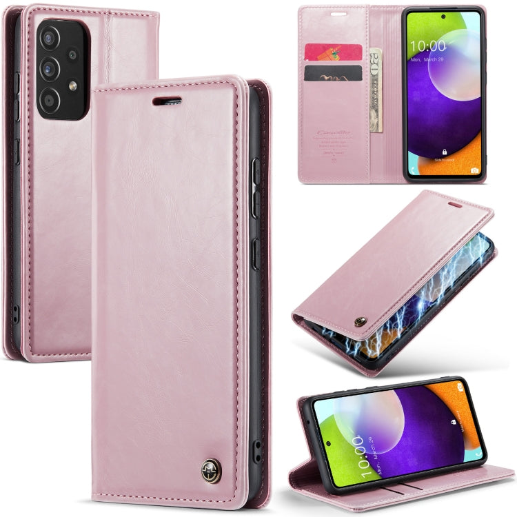 For Samsung Galaxy A52 CaseMe 003 Crazy Horse Texture Leather Phone Case