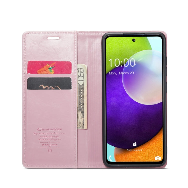 For Samsung Galaxy A52 CaseMe 003 Crazy Horse Texture Leather Phone Case