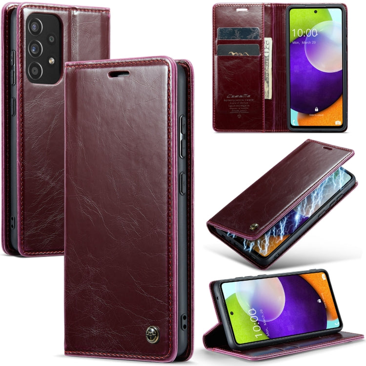 For Samsung Galaxy A52 CaseMe 003 Crazy Horse Texture Leather Phone Case