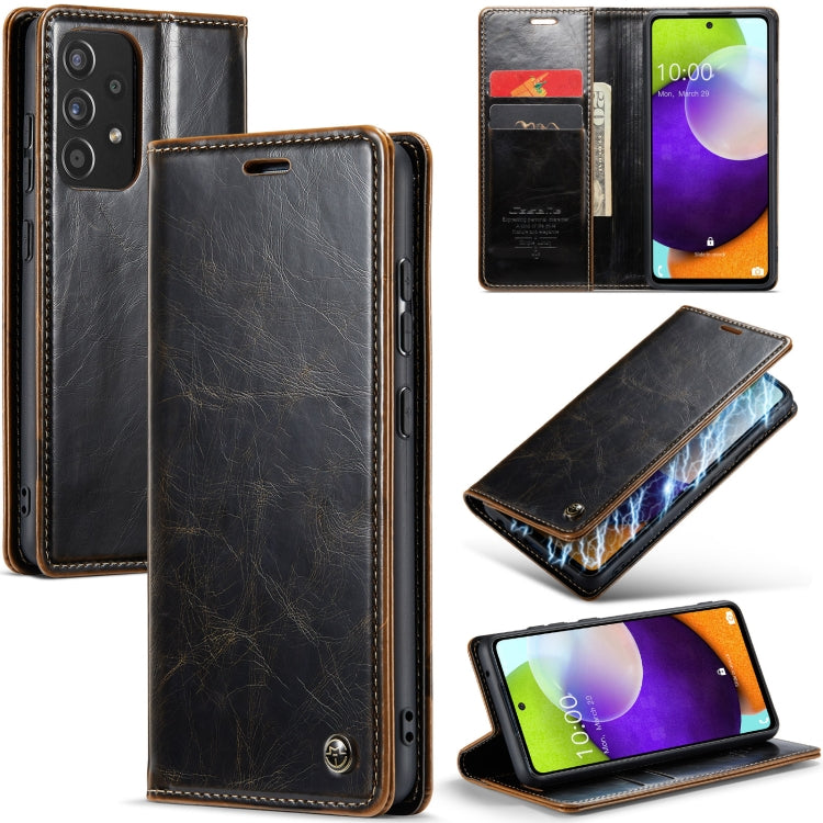 For Samsung Galaxy A52 CaseMe 003 Crazy Horse Texture Leather Phone Case