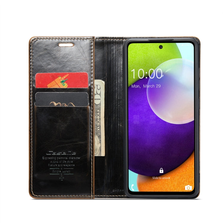 For Samsung Galaxy A52 CaseMe 003 Crazy Horse Texture Leather Phone Case