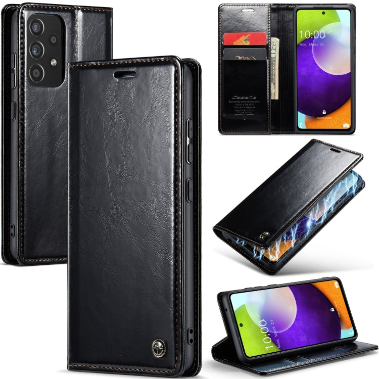 For Samsung Galaxy A52 CaseMe 003 Crazy Horse Texture Leather Phone Case