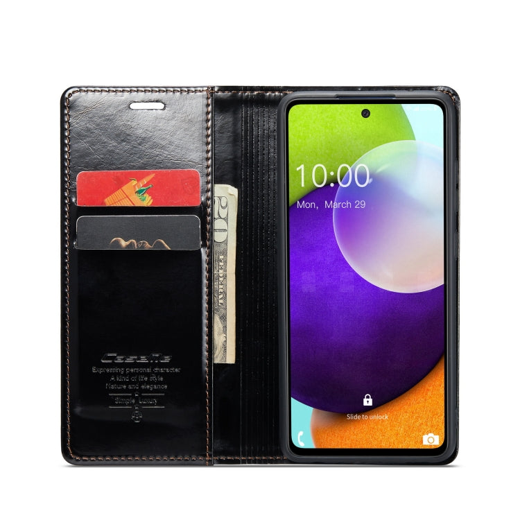 For Samsung Galaxy A52 CaseMe 003 Crazy Horse Texture Leather Phone Case