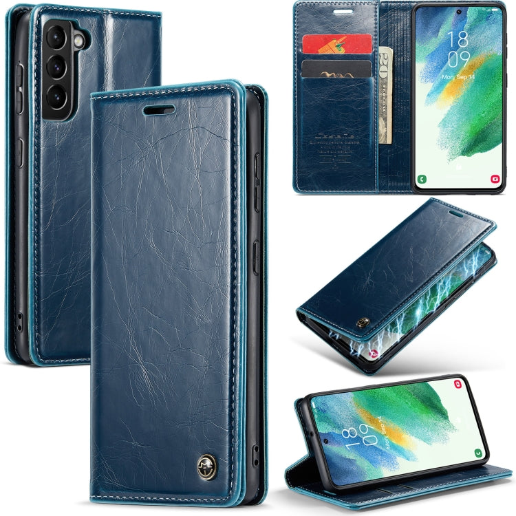 For Samsung Galaxy S21 FE 5G CaseMe 003 Crazy Horse Texture Leather Phone Case