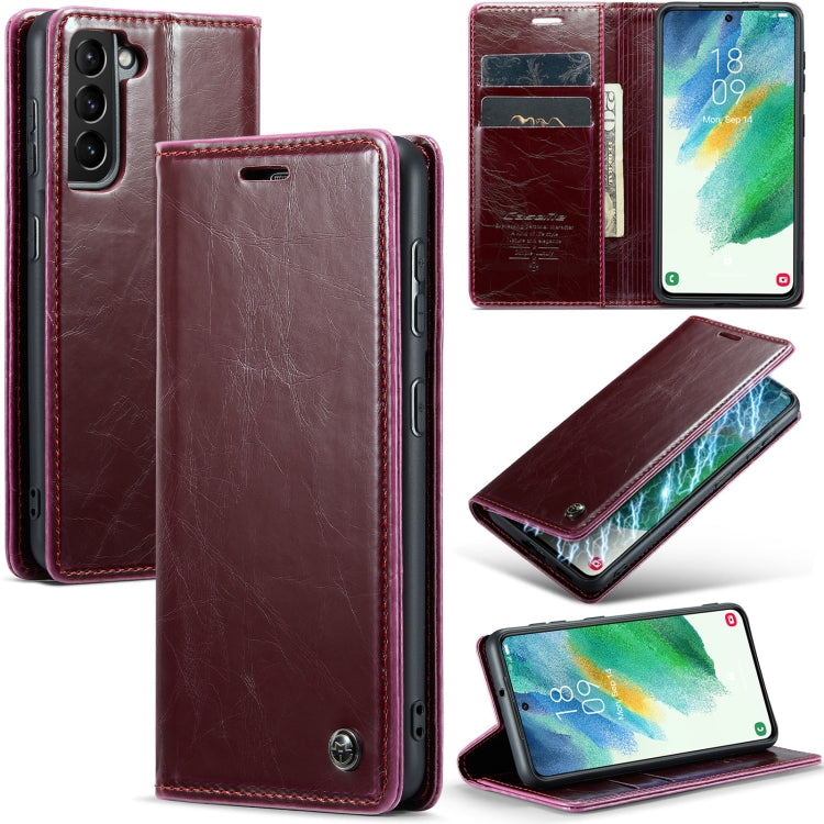 For Samsung Galaxy S21 FE 5G CaseMe 003 Crazy Horse Texture Leather Phone Case