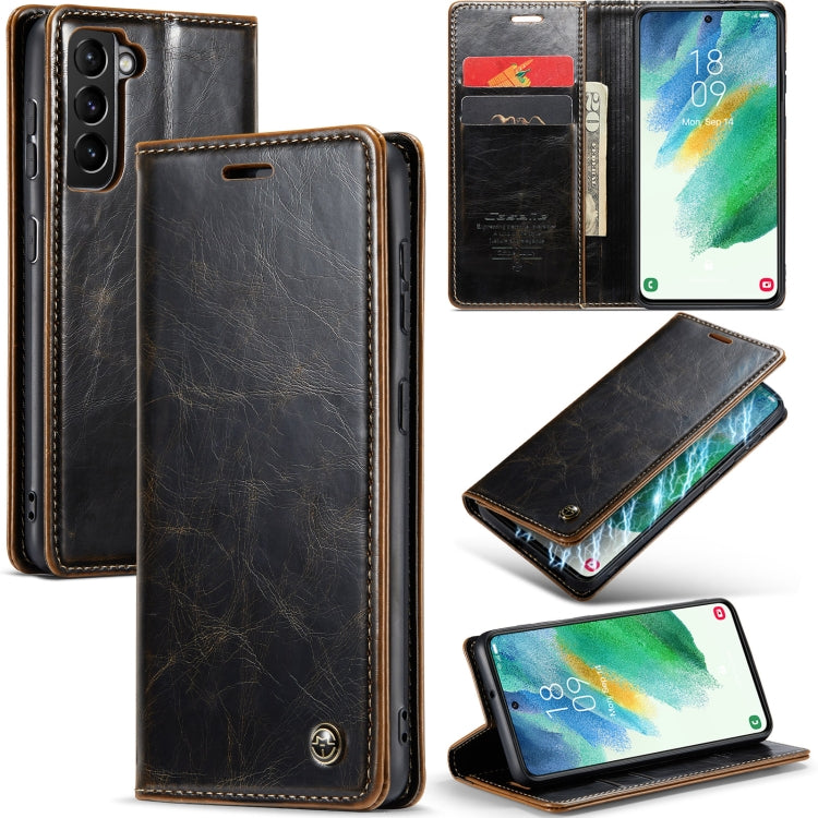 For Samsung Galaxy S21 FE 5G CaseMe 003 Crazy Horse Texture Leather Phone Case