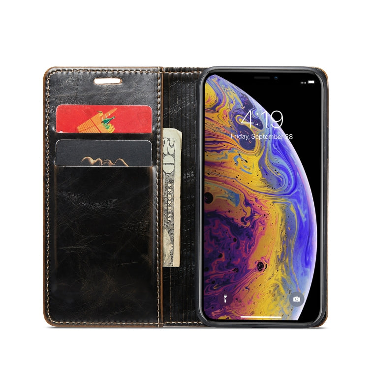 For iPhone XS CaseMe 003 Crazy Horse Texture Leather Phone Case