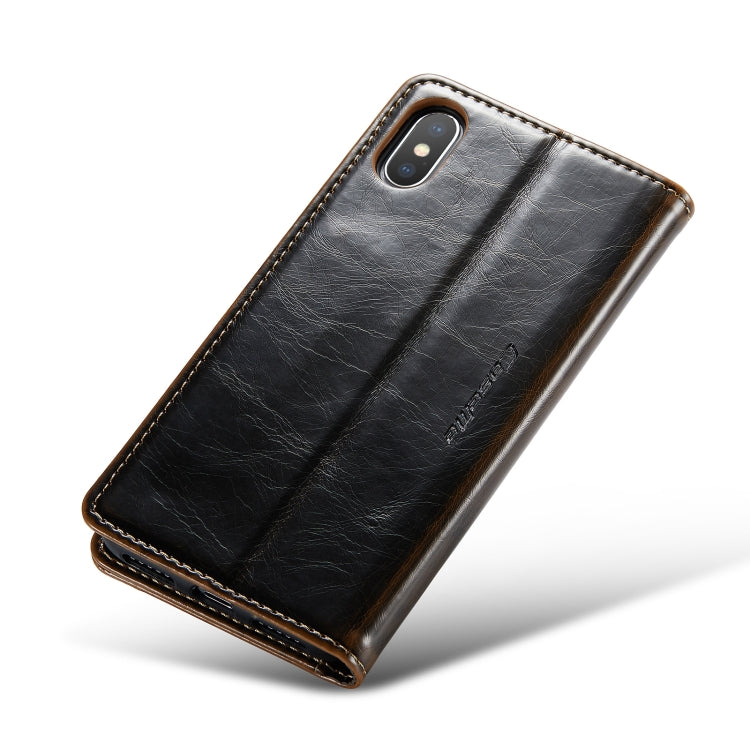 For iPhone XS CaseMe 003 Crazy Horse Texture Leather Phone Case