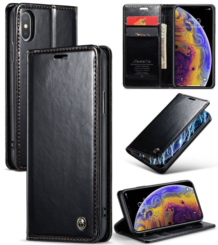 For iPhone XS CaseMe 003 Crazy Horse Texture Leather Phone Case