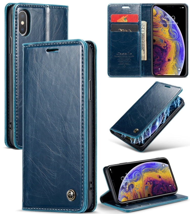 For iPhone XS Max CaseMe 003 Crazy Horse Texture Leather Phone Case