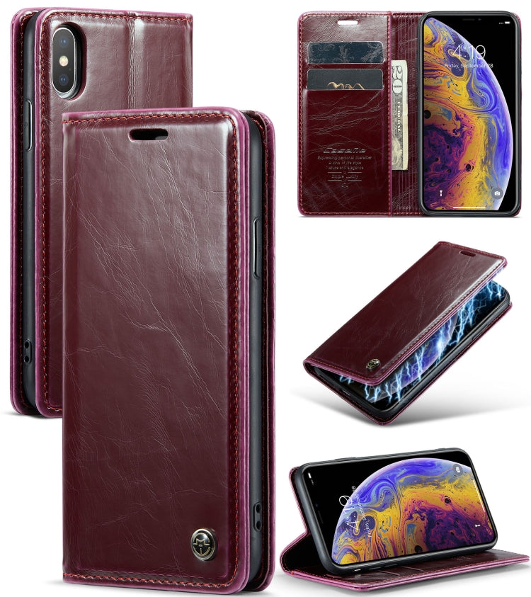 For iPhone XS Max CaseMe 003 Crazy Horse Texture Leather Phone Case