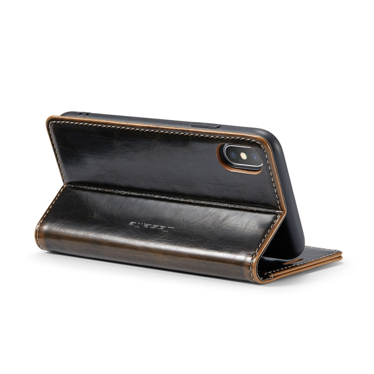 For iPhone XS Max CaseMe 003 Crazy Horse Texture Leather Phone Case
