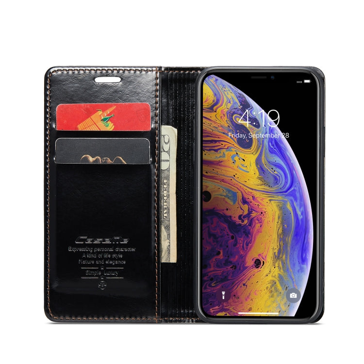 For iPhone XS Max CaseMe 003 Crazy Horse Texture Leather Phone Case