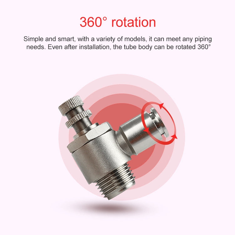 SL6-01 LAIZE Nickel Plated Copper Male Thread Throttle Valve Pneumatic Connector