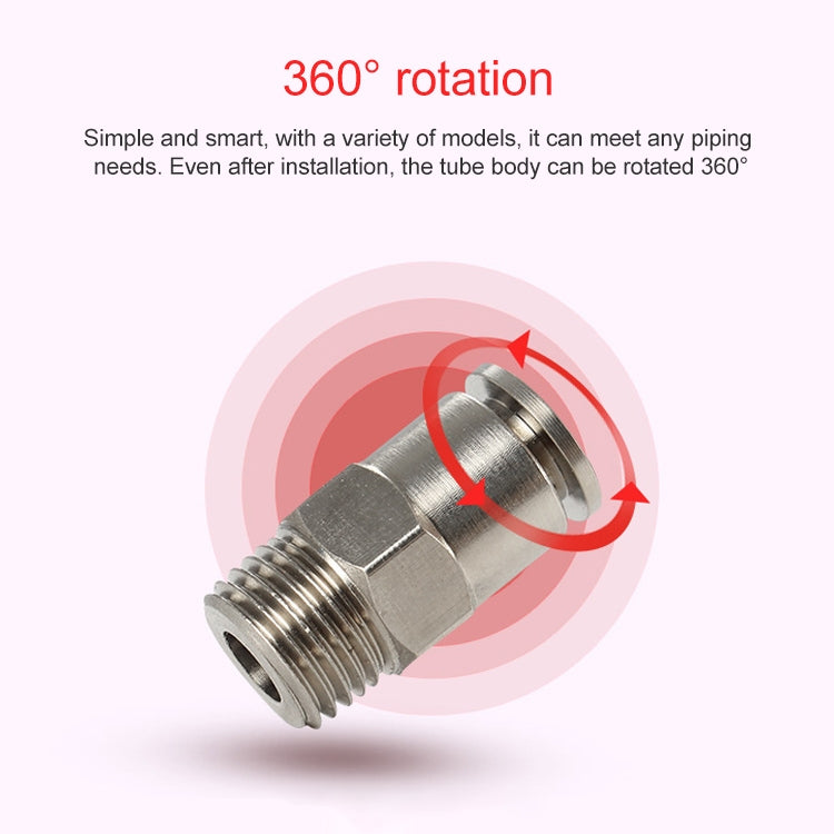 PC6-02 LAIZE Nickel Plated Copper Male Thread Straight Pneumatic Quick Connector