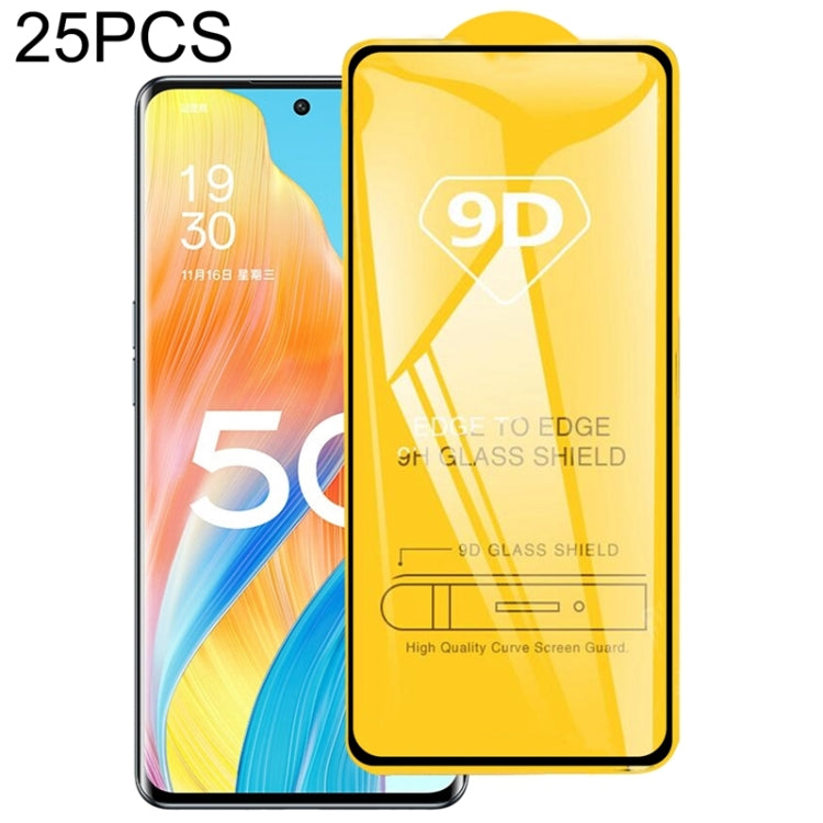 For OPPO A1 Pro / Reno8 T 5G 25pcs 9D Full Glue Full Screen Tempered Glass Film