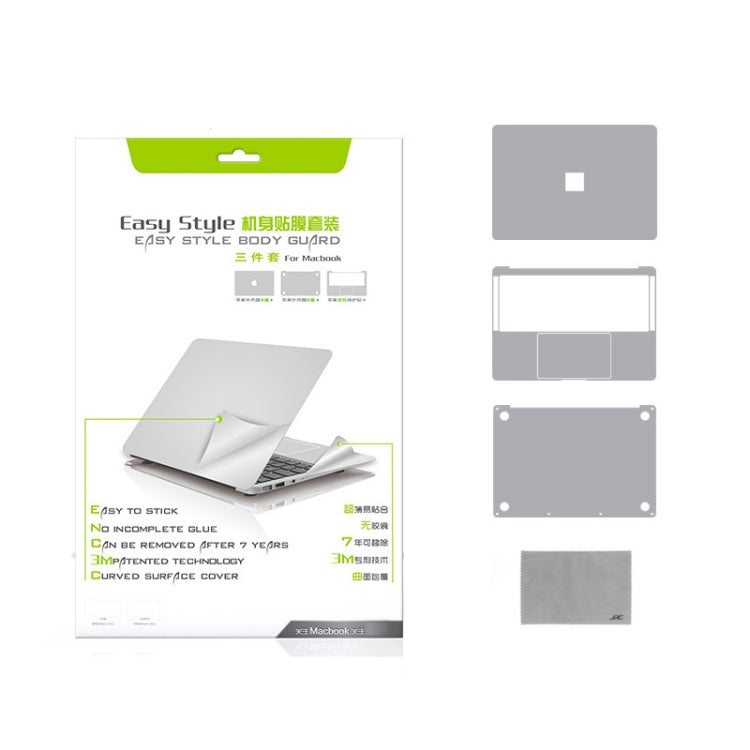 For MacBook 13.3 inch A1278 (with Optical Drive) 4 in 1 Upper Cover Film + Bottom Cover Film + Full-support Film + Touchpad Film Laptop Body Protective Film Sticker