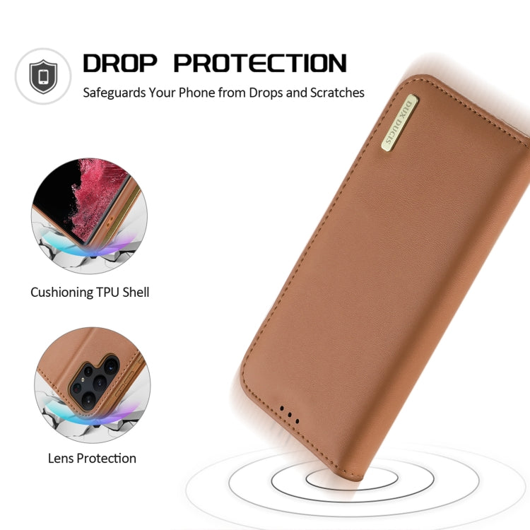 For Samsung Galaxy S23 Ultra 5G DUX DUCIS Hivo Series Cowhide Texture Leather Phone Case