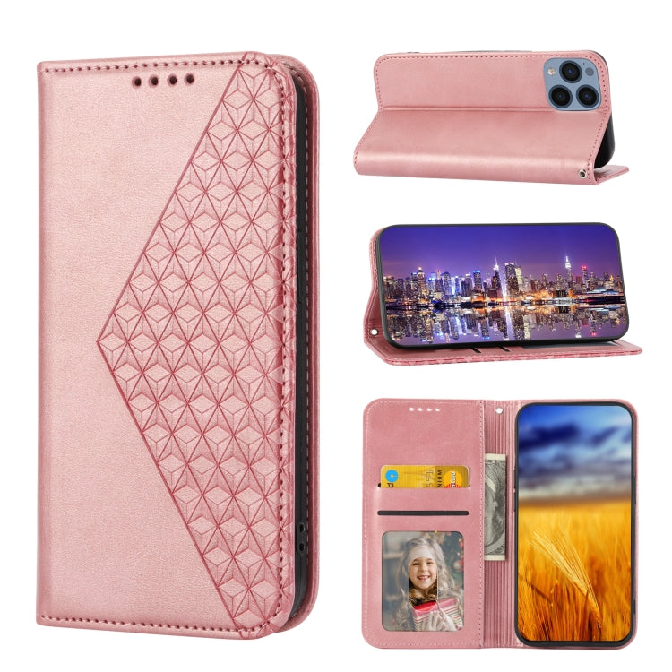 For Sony Xperia 5 IV Cubic Grid Calf Texture Magnetic Leather Phone Case
