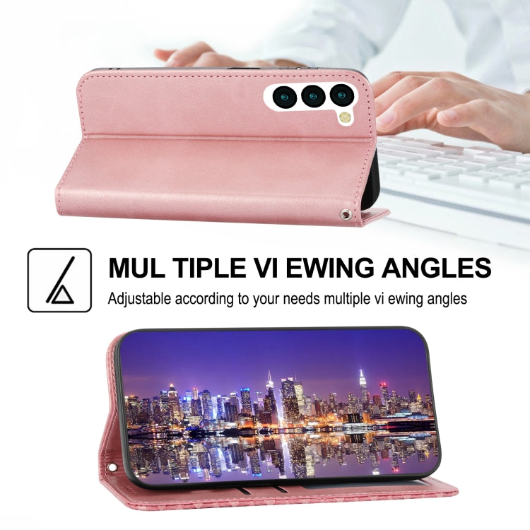 For Samsung Galaxy S23+ 5G Cubic Grid Calf Texture Magnetic Leather Phone Case