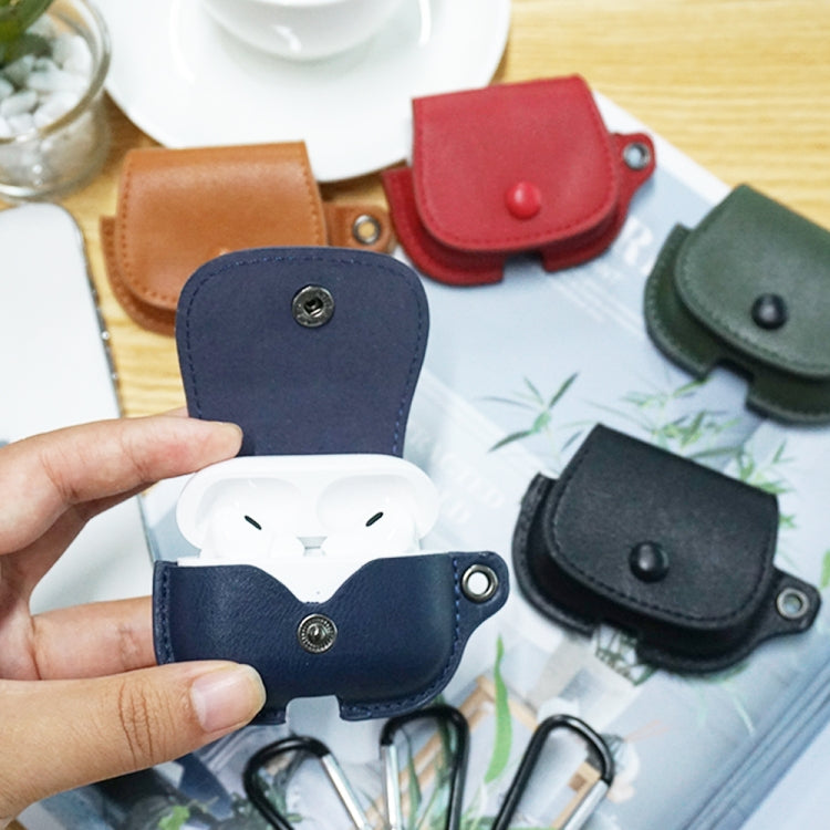 For AirPods 3 Backpack Style PU Leather Earphone Protective Case with Lanyard